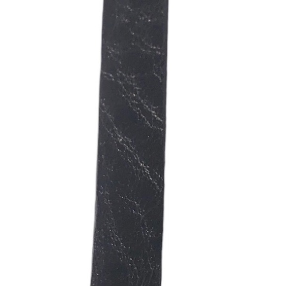 Minimalist Italian Leather Belt Contemporary Silvertone Buckle Women 6 - Picture 3 of 4